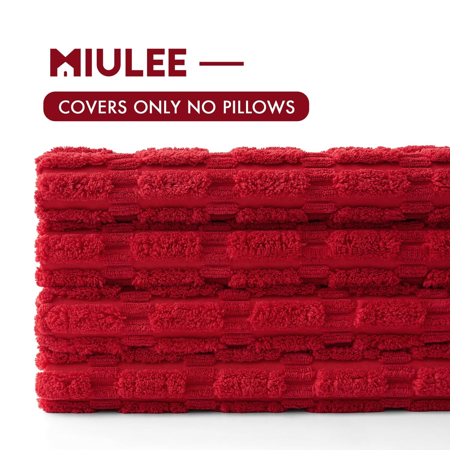 MIULEE Pack of 4 Christmas Red Corduroy Decorative Throw Pillow Covers 18x18 Inch Soft Boho Striped Pillow Covers Modern Farmhouse Home Decor for Sofa Living Room Couch Bed