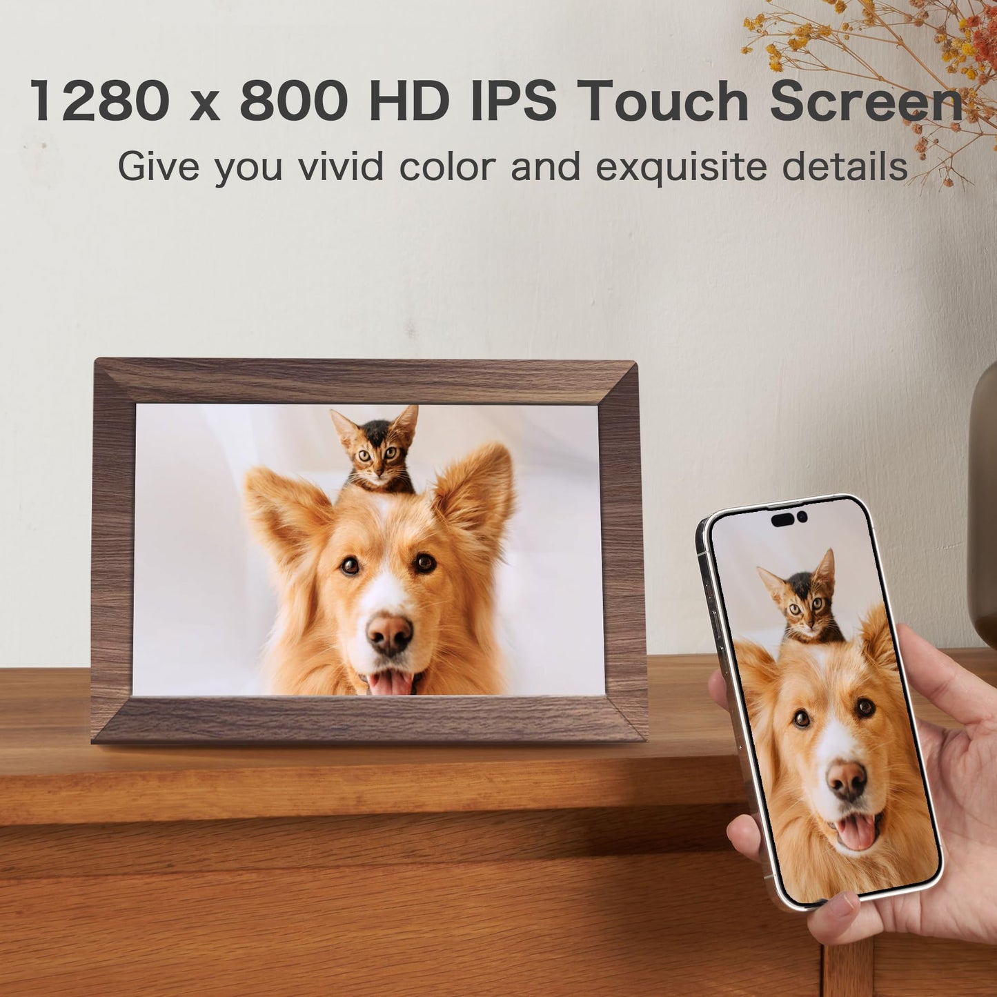 Frameo Digital Picture Frame 2 Pack, 1pc 15.6 Inch Photo Frame Electronic 32GB Memory, 1920 * 1080 Touch Screen, 1pc 10.1inch 1280 * 800 Digital Photo Frame 32GB Memory, Auto-Rotate, Share Photo Video
