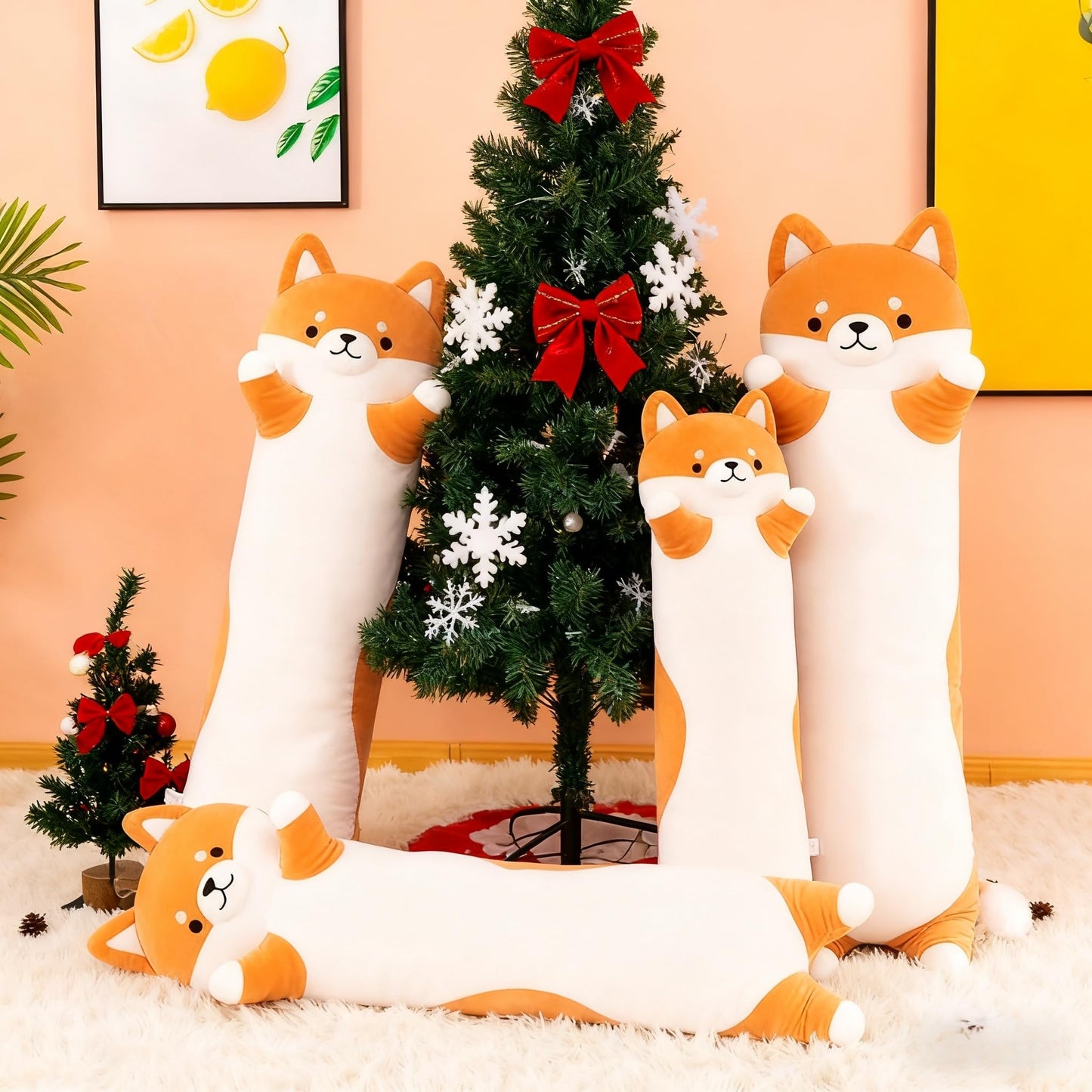 SNOWOLF Lovely Shiba Inu Plush Pillow 51" Cute Cartoon Soft Dog Stuffed Animal Kawaii Corgi Doll Long Throw Sleeping Soft Plushies Toy Gift for Kids Girl, 130cm
