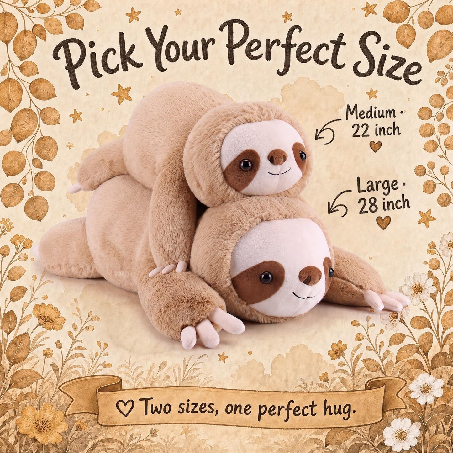 gnomantic Sloth Weighted Stuffed Animals - 22 Inch 4.5 Pounds Weighted Plushies Sloth Stuffed Animals - Big Plush Pillow - Cute Plush Toys Gifts for Kids & Adults (22" 4.5 lbs)