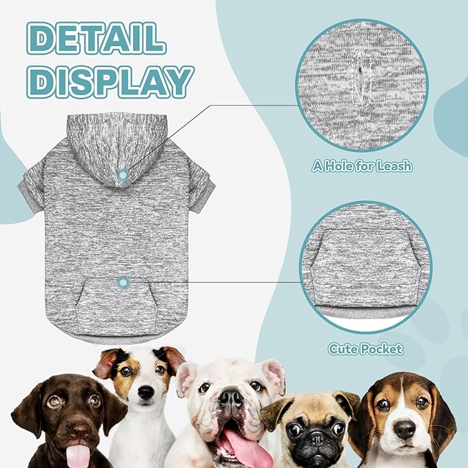 Dog Sweaters for Large Dogs,Dog Hoodie Fleece Pet Sweater Soft Clothes Sweatshirt with Pocket Pet Hoodie for Large Dogs(Grey&L)