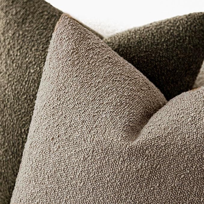 Foindtower Decorative Textured Boucle Throw Pillow Covers Accent Solid Pillow Cases Neutral Soft Cozy Couch Cushion Case for Chair Sofa Bedroom Living Room Home Decor 18x18 Inch,1PC,Light Khaki Tan