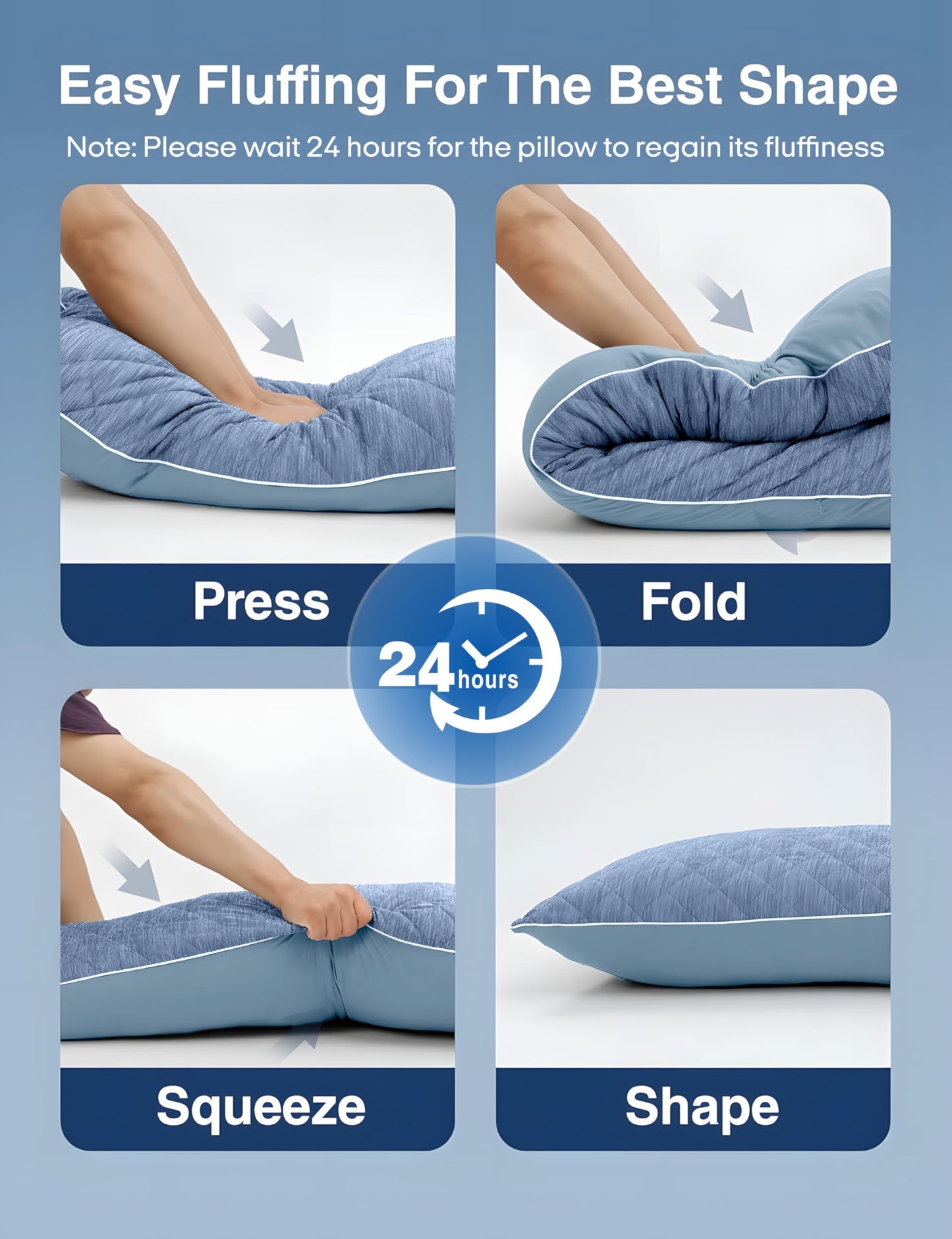 ZonLi Cooling Body Pillow for Adults Side Sleeper & Pregnancy - Memory Foam Insert Long Body Pillow 20 x 54 Inch with Washable Pillowcase, Gift for Men Women Light Blue