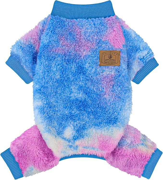 XPUDAC Dog Sweater, Dog Winter Clothes for Small Medium Dogs Girl Boy Fleece Doggy Pajamas for Winter Christmas, Tie-Dye01, X-Small