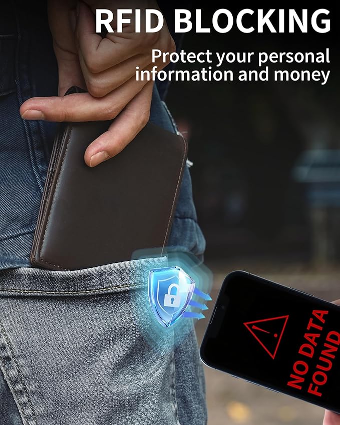 Artpaxy Mens Wallet Bifold Genuine Leather RFID Blocking Wallet for Men with 2 ID Windows 11 Card Holders 2 cash pockets 1 Gift Box