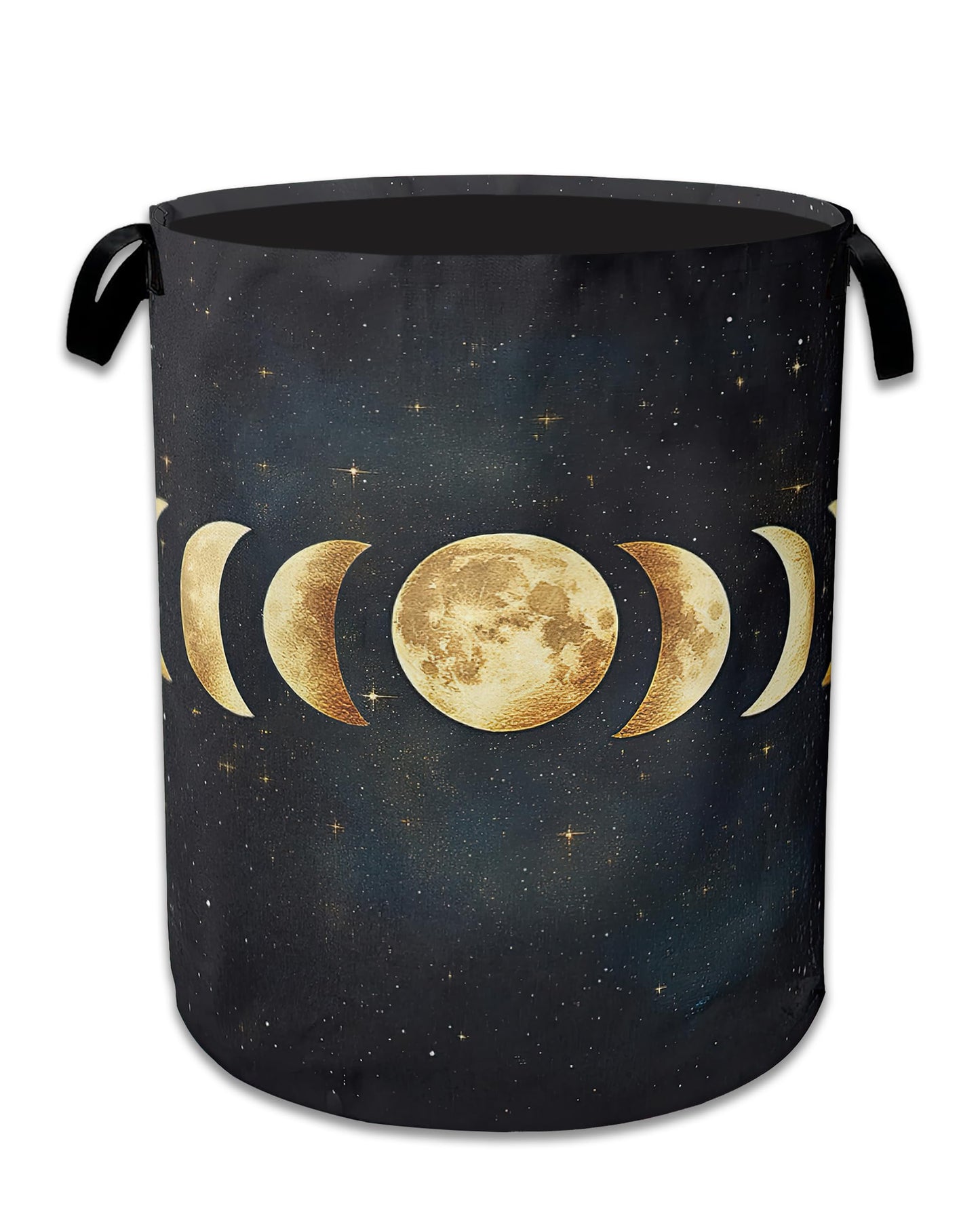 Lunar Phases Laundry Basket,Foldable Oxford Cloth Moon Laundry Hamper with Handles, 20.8"x16" Tote Bag Clothes Storage Bucket for Laundry Room/Bathroom/Bedroom/Dormitories