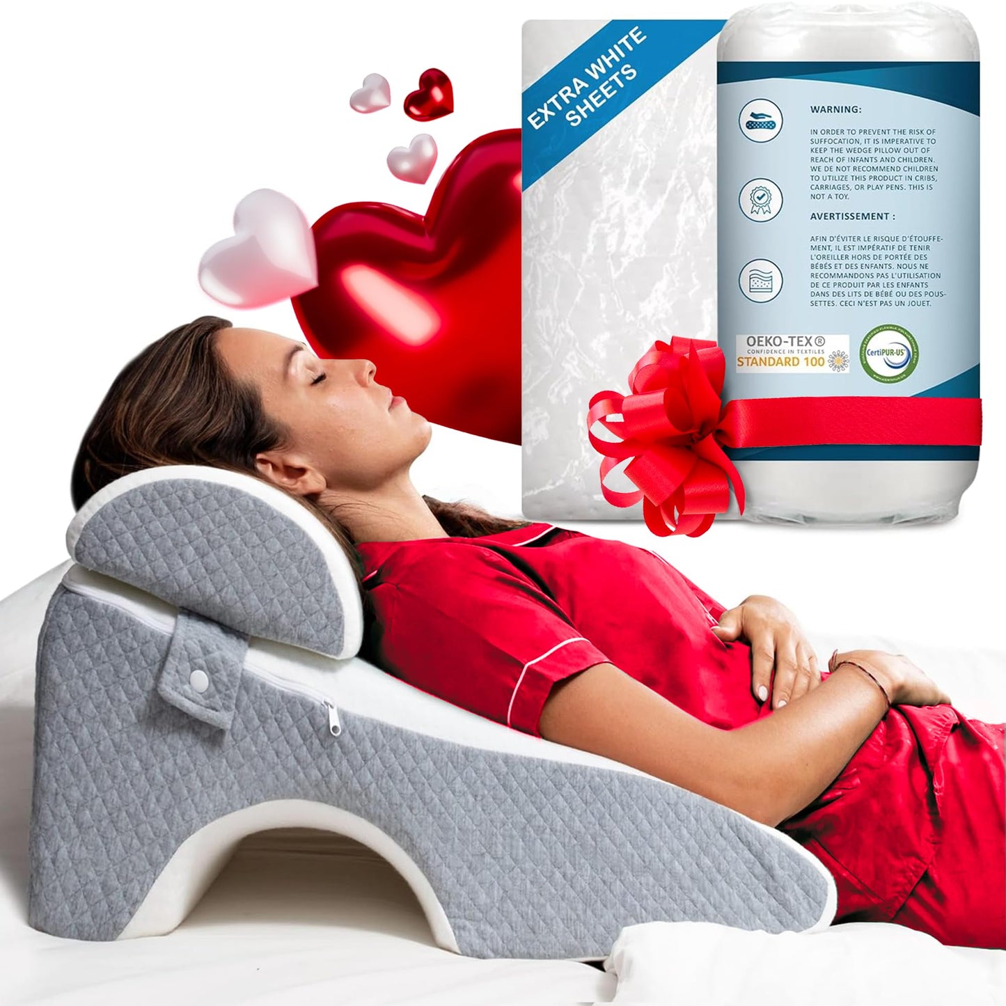 DIGAR Bed Wedge Pillow 12 inch | Memory Foam Wedge Pillow for Sleeping | Triangle Pillow Wedge | Acid Reflux Pillow | Post-Surgery Support Cushion | Back, Head, Knee, Elbow Support | Pregnancy Pillow