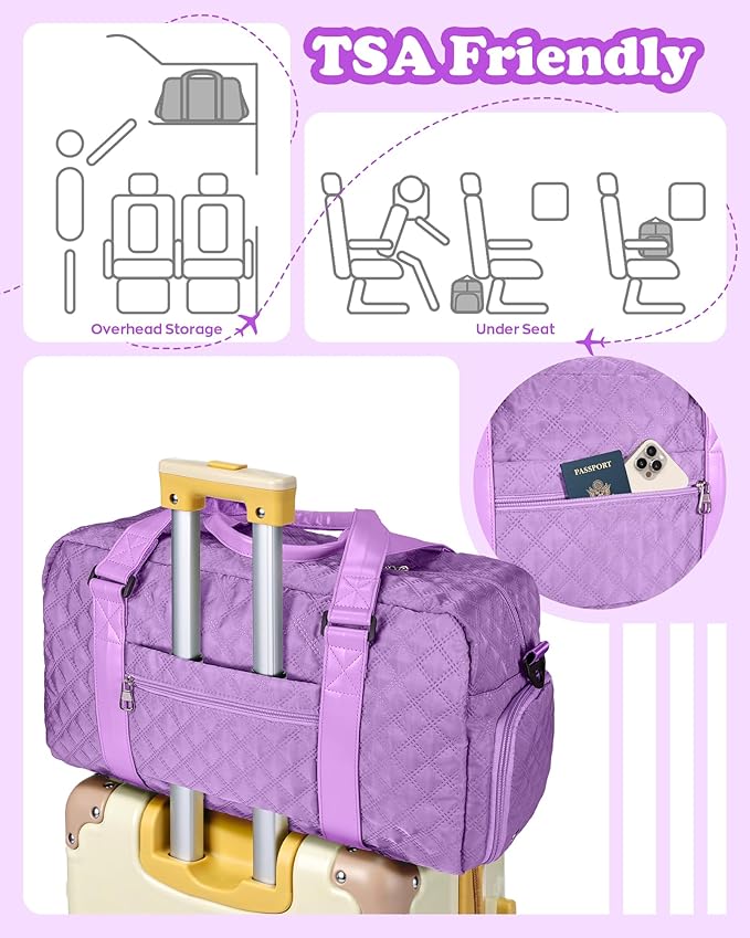 Elilier Initial Gym Bag for Girls, Kids Travel Duffel Bag, Graduation Gifts for Her, Personalized Weekender Bag with Shoes Compartment, Gifts for Mom, Girls Gifts for Kids
