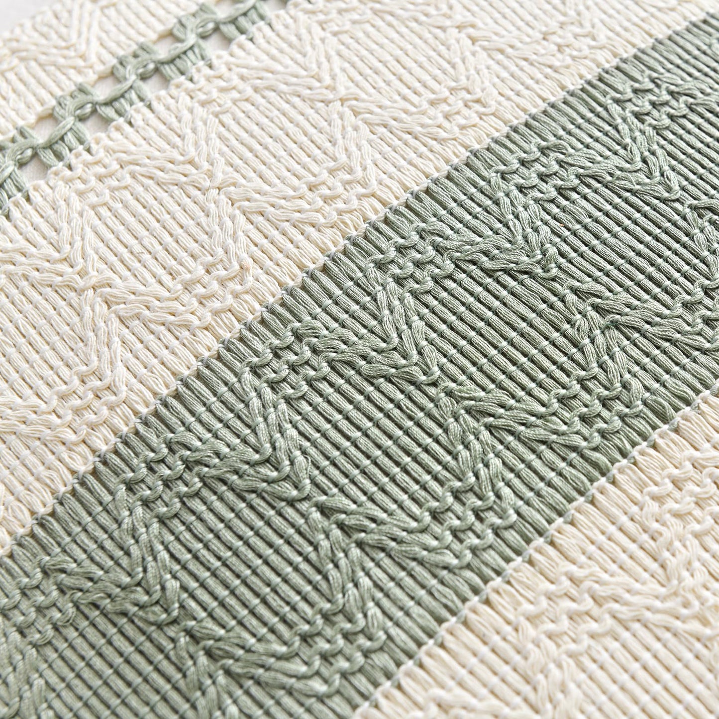 Fancy Homi Set of 1 Sage Green Boho Lumbar Decorative Throw Pillow Covers 14x24 Inch for Living Room Bedroom Couch Bed Sofa, Rustic Retro Cushion Case, Bohemian Room Home Decor
