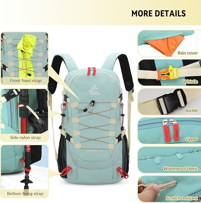 Bseash 40L Waterproof Hiking Backpack with Rain Cover, Outdoor Sport Travel Bag Daypack for Camping Climbing Skiing Cycling (Black)