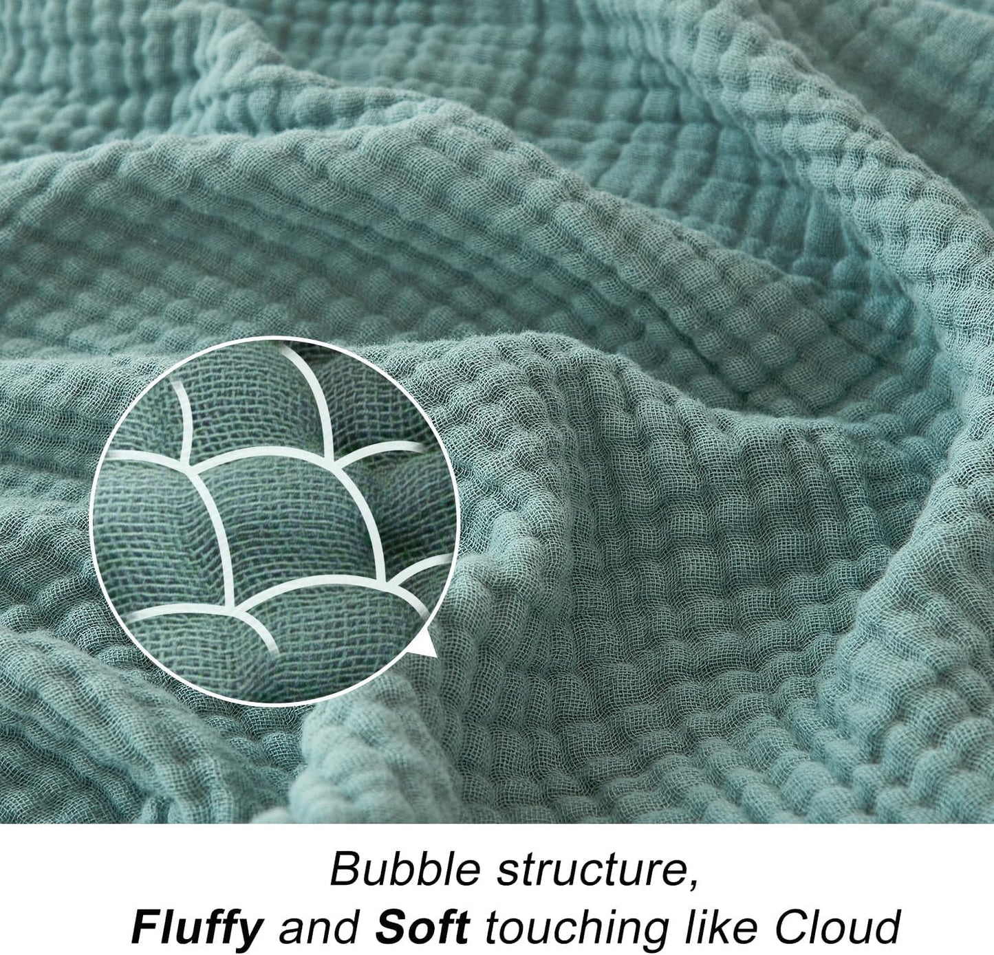 EMME Muslin Throw Blanket for Adults 100% Cotton Blankets for Couch 4-Layer Summer Breathable Gauze All Season Soft and Lightweight Pre-Washed (Teal, 50"x71")