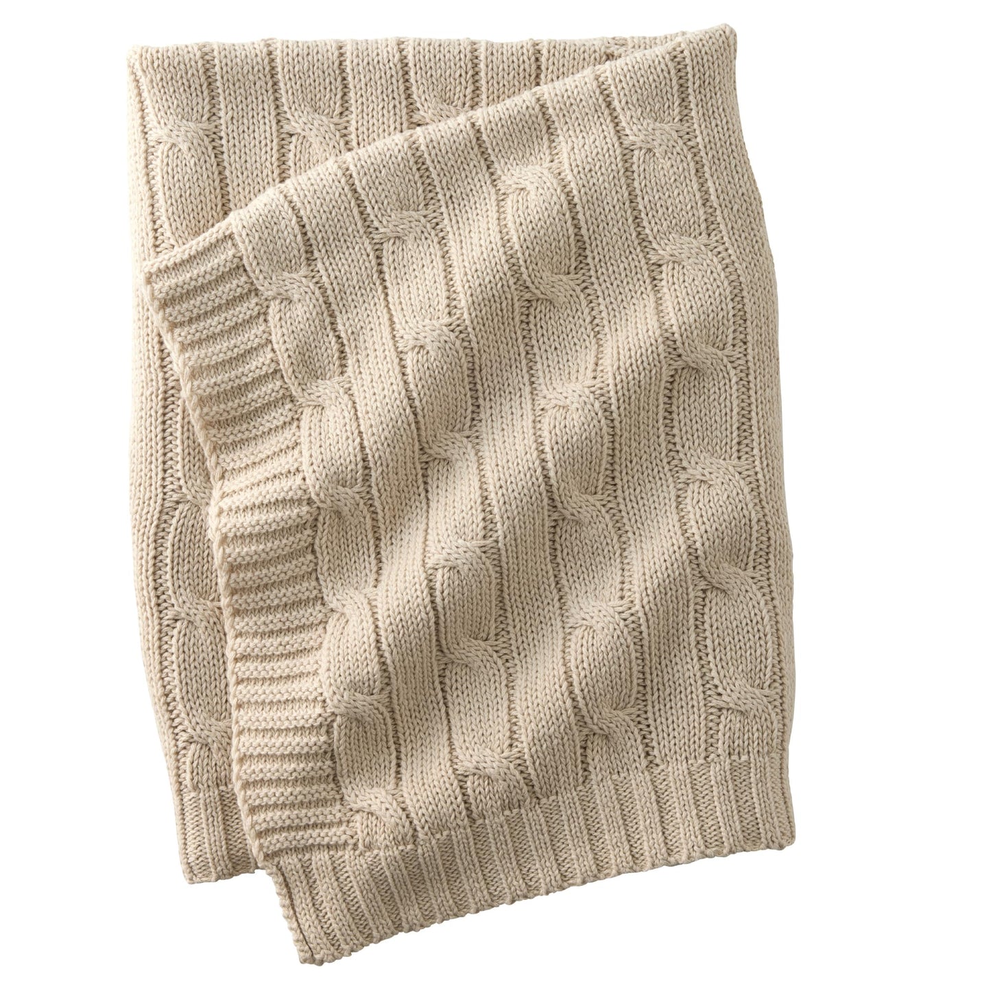 Butterblu Sparrow Sweater Knit Receiving Baby Blanket 100% Organic Cotton Nursery Blanket for Newborn Girls, Boys, Sand, One Size