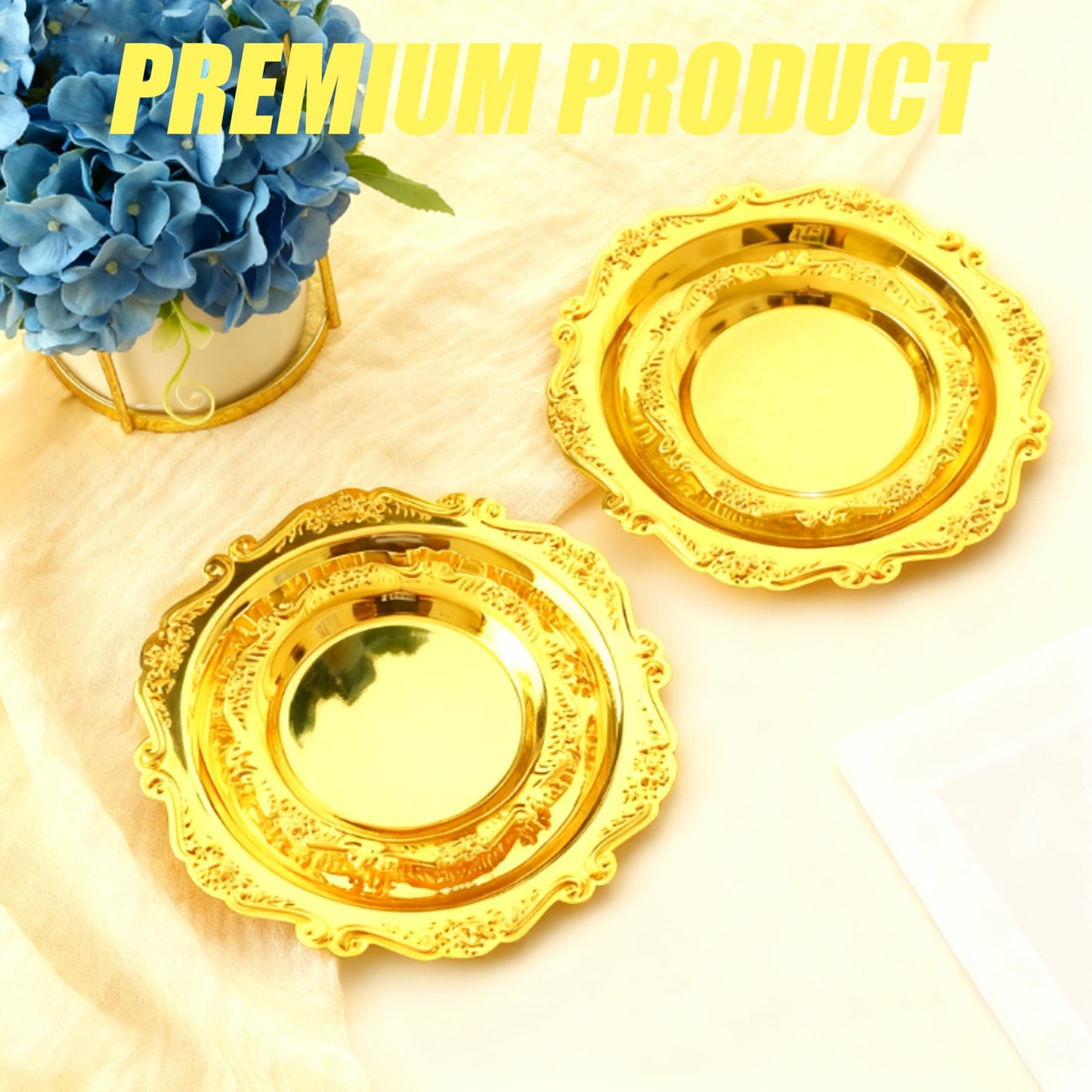 Luxury Gold Coasters Set, 6-Piece Hotel Style Drink Coasters with Holder, Elegant Gold Room Accessories for Bar & Coffee Table Decor