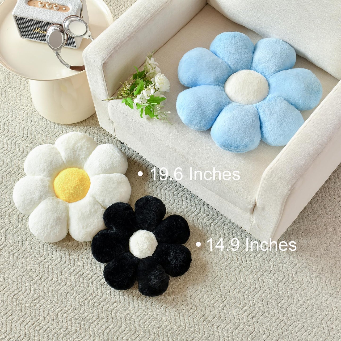 Xuyier Flower Pillow, Decorative Throw Pillow, 14.9“ Cute Daisy Pillow, Aesthetic Fun Decor Pillows for Bed, Flower Shaped Accent Cozy Pillow for Couch