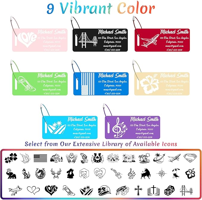 4 PCS Personalized Luggage Tags for Suitcase, Custom Engraved Aluminum Luggage Tags with Your Personalized Text Logo, Metal Name Tags with Steel Loop for Bag, Suitcase, Backpack (Red, Small)