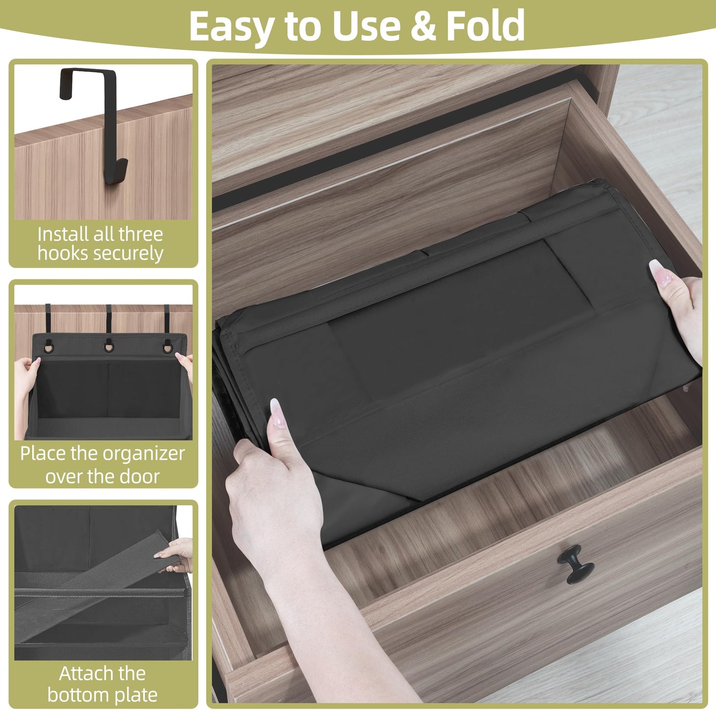 STORAGEIDEAS Over Door Organizer with 6 Extra Large Pockets and 12 Side Pockets, Large Capacity Hanging Storage Organizer with Clear Window for Shoes, Diapers, Black, 6 Layers, 2-Pack