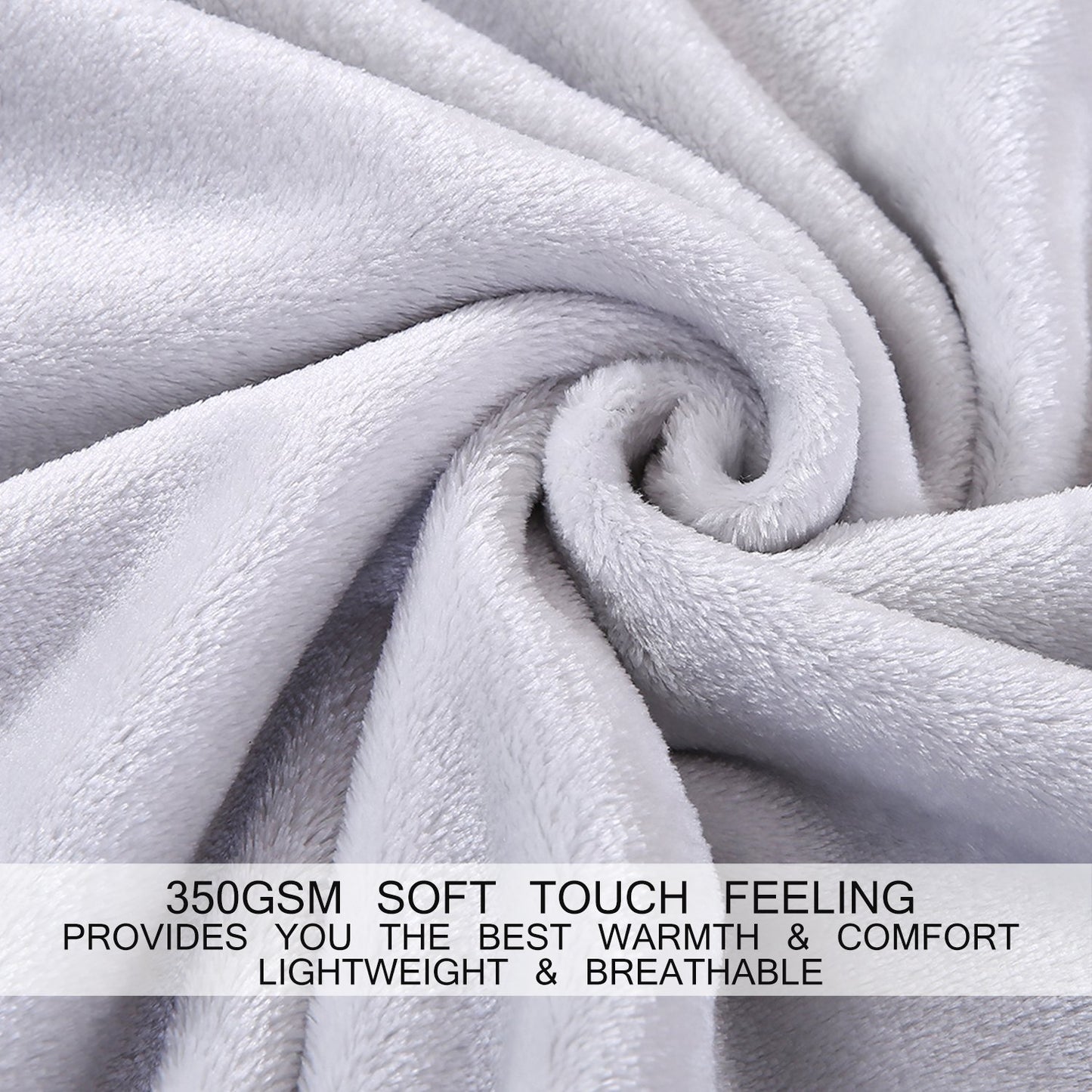 Soft Queen Size Blanket All Season Warm Fuzzy Microplush Lightweight Thermal Fleece Blankets for Couch Bed Sofa,90x90 Inches,Gray