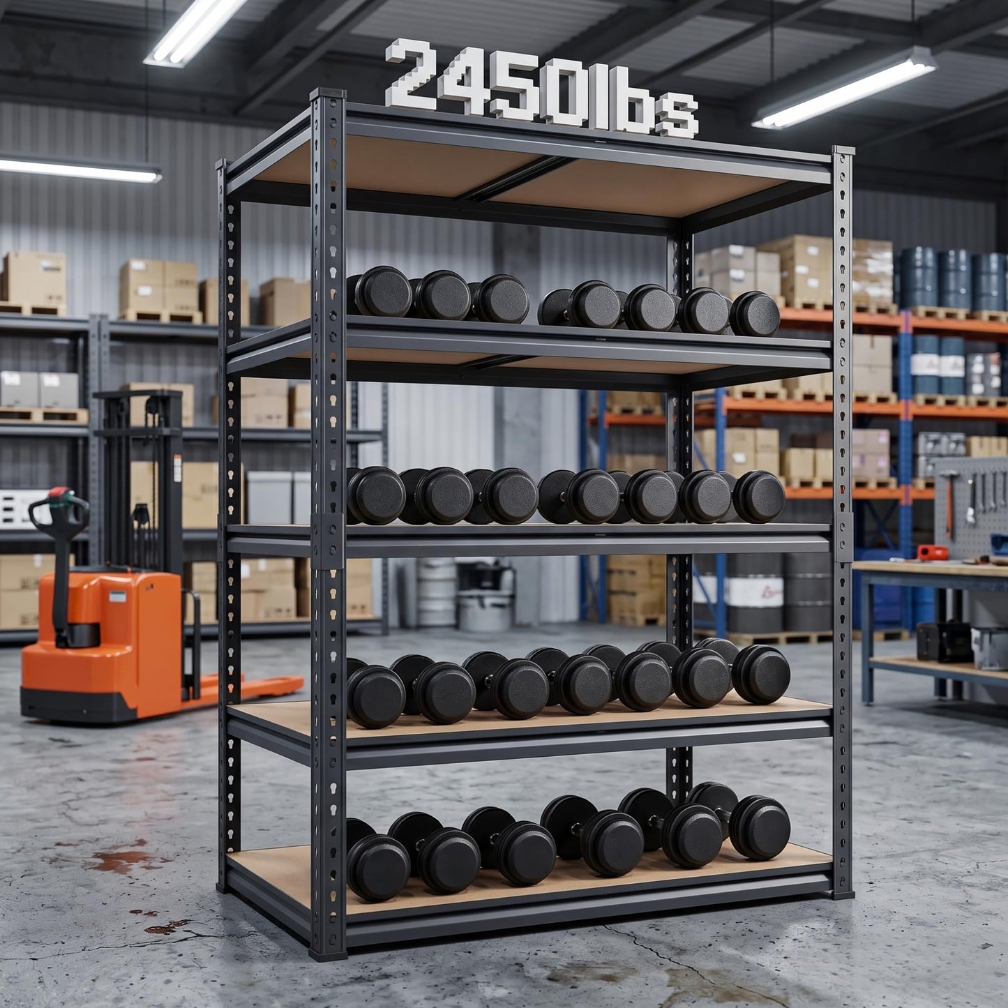 Lionhon Shelving Unit, 2850LBS Heavy Duty Metal Shelves for Storage, 5-Tier Adjustable Boltless Storage Rack for Kitchen Garage Warehouse Pantry, 36" Wx16 Dx72 H, Black