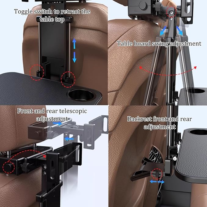 Small Car Travel Table Food Tray Multi Functional Car Backseat Tray Table,folding Car Desk for Laptop Passenger Seat Desk Car Laptop Holder for Working, Writing, Eating.(Black)