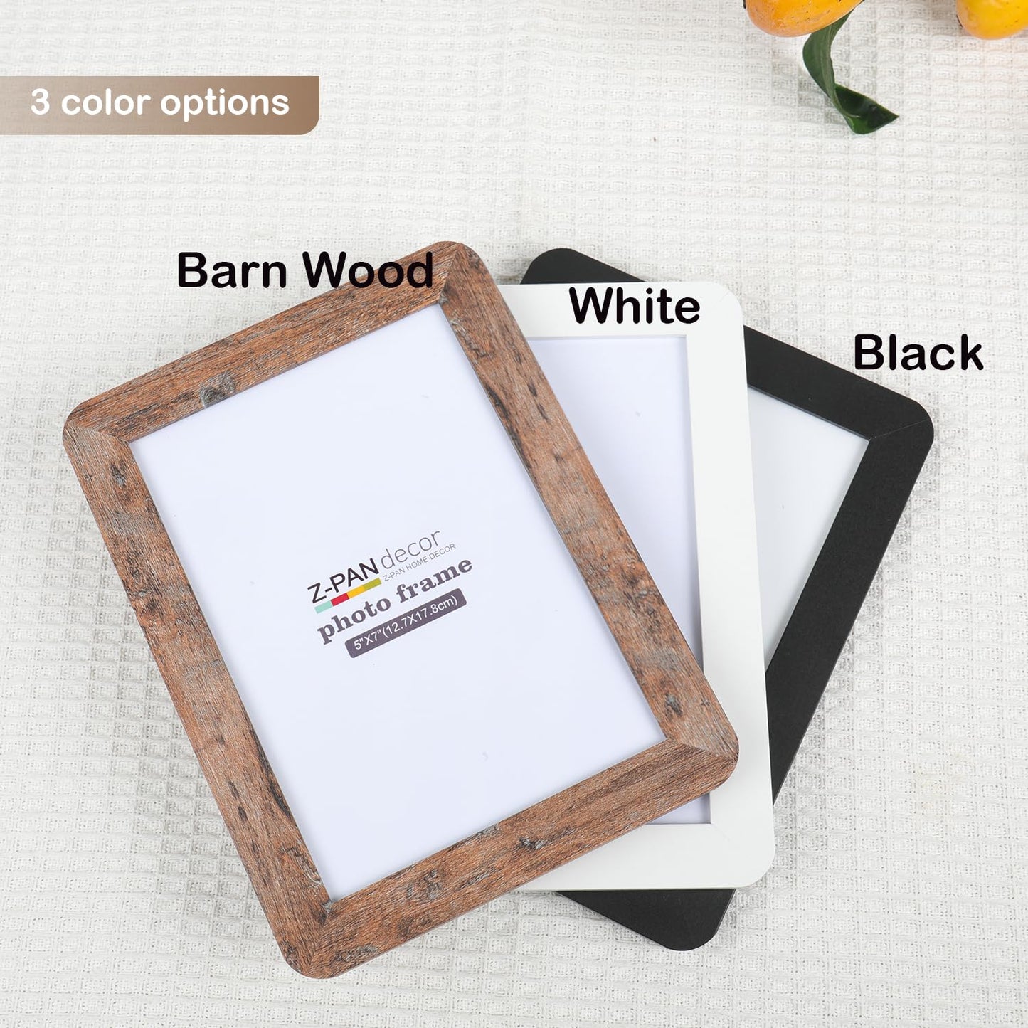 ZPAN 5x7 Picture Frames Set of 4, Barn Wood Picture Frame with Real Glass, Rustic Wooden Picture Frame with Rounded Corners, Suitable for Hanging or Tabletop Display (Barn Wood)