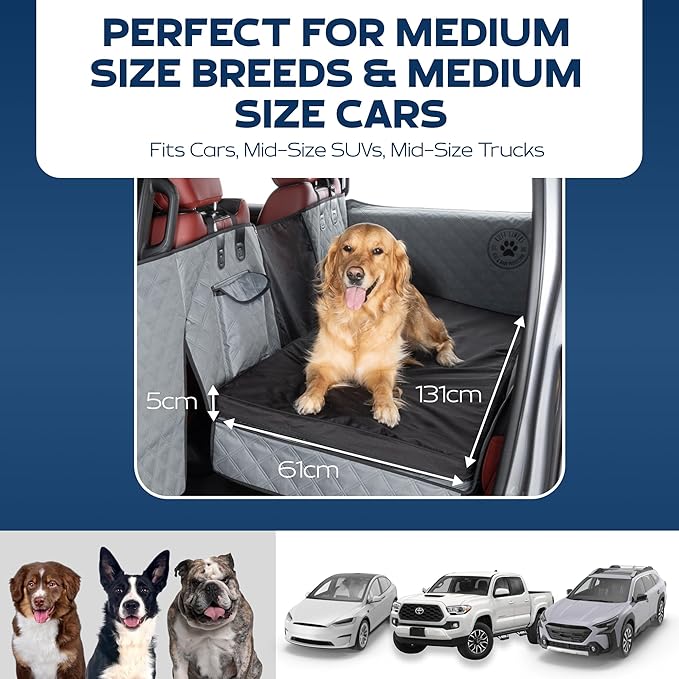 Ruff Liners Truck Back Seat Dog Bed Cushion, Extra Large Gray – As Seen on Shark Tank – for Large Seat Extender & XL Floor Cover – Waterproof, Machine-Washable – Backseat Dog Bed with Rebound Foam
