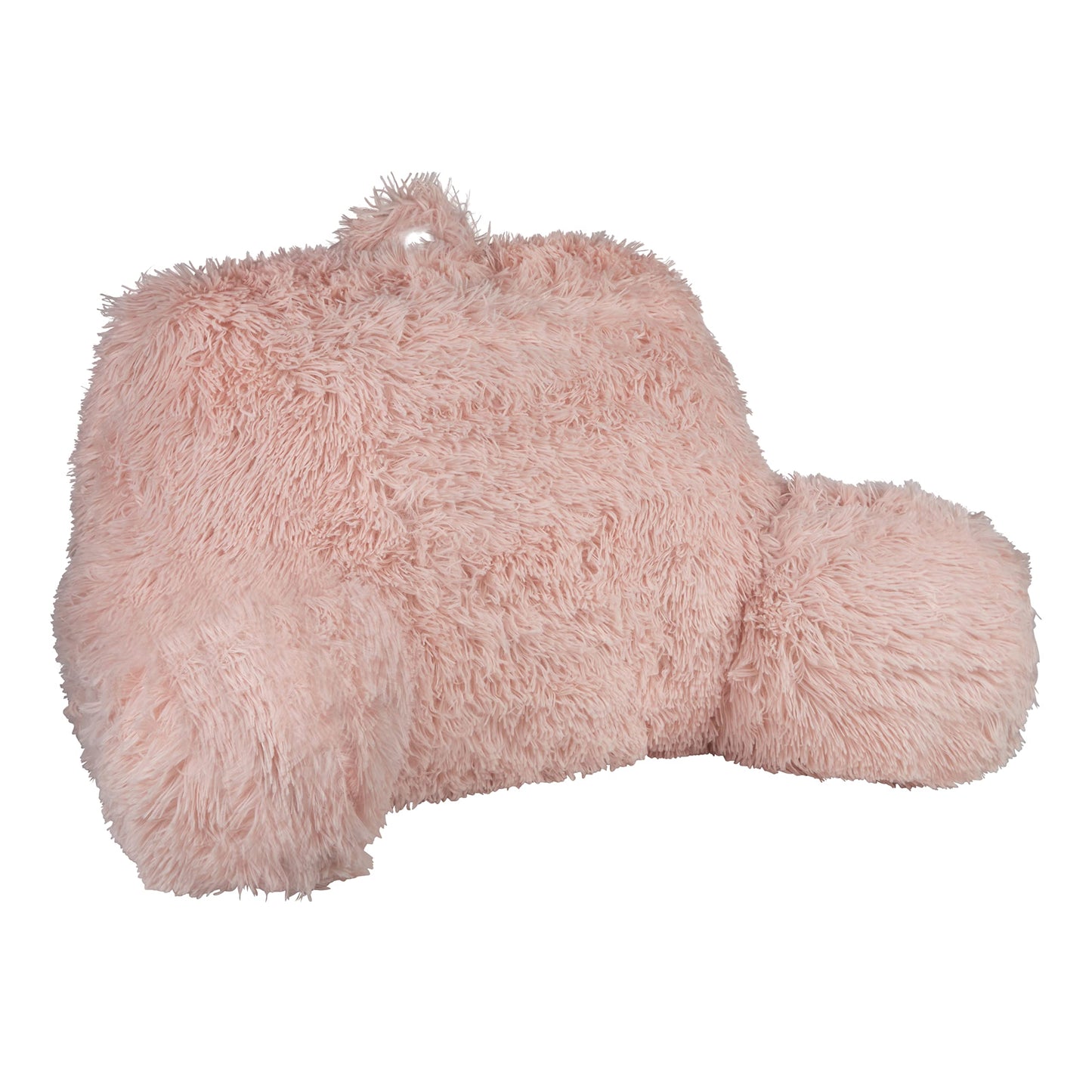 Klear Vu Shaggy Bed Rest Back Support Pillow for Adults, and Kids, Serves as Lumbar and Arm Support While on Bed, Chair, Couch, Sofa and Floor - Large Reading Pillow, 30" x 21", Tea Rose
