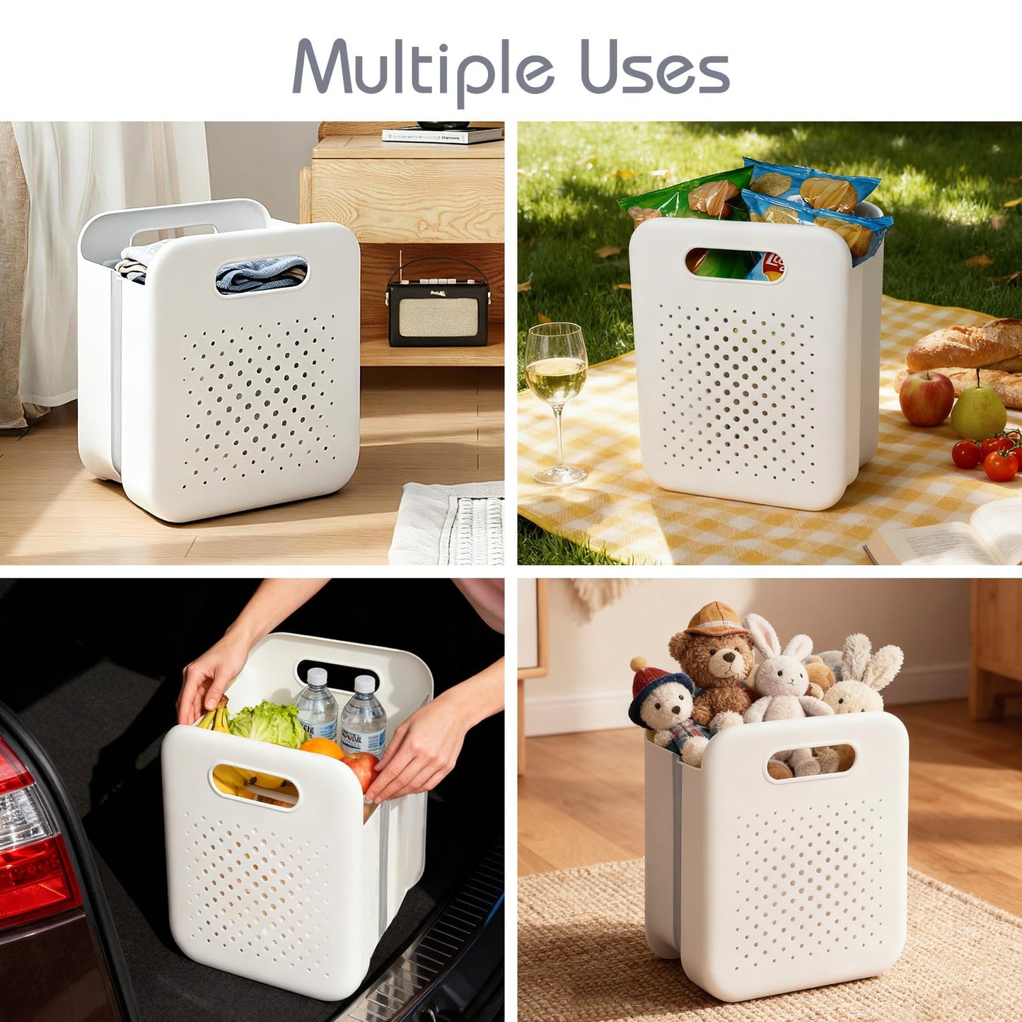 Goderewild Large Collapsible Laundry Basket with Detachable Hanging Organizer, Space-Saving Wall-Mounted Hamper for Home, Dorms, RVs, Main Basket Measures 13" x 9.5" x 17.5" In