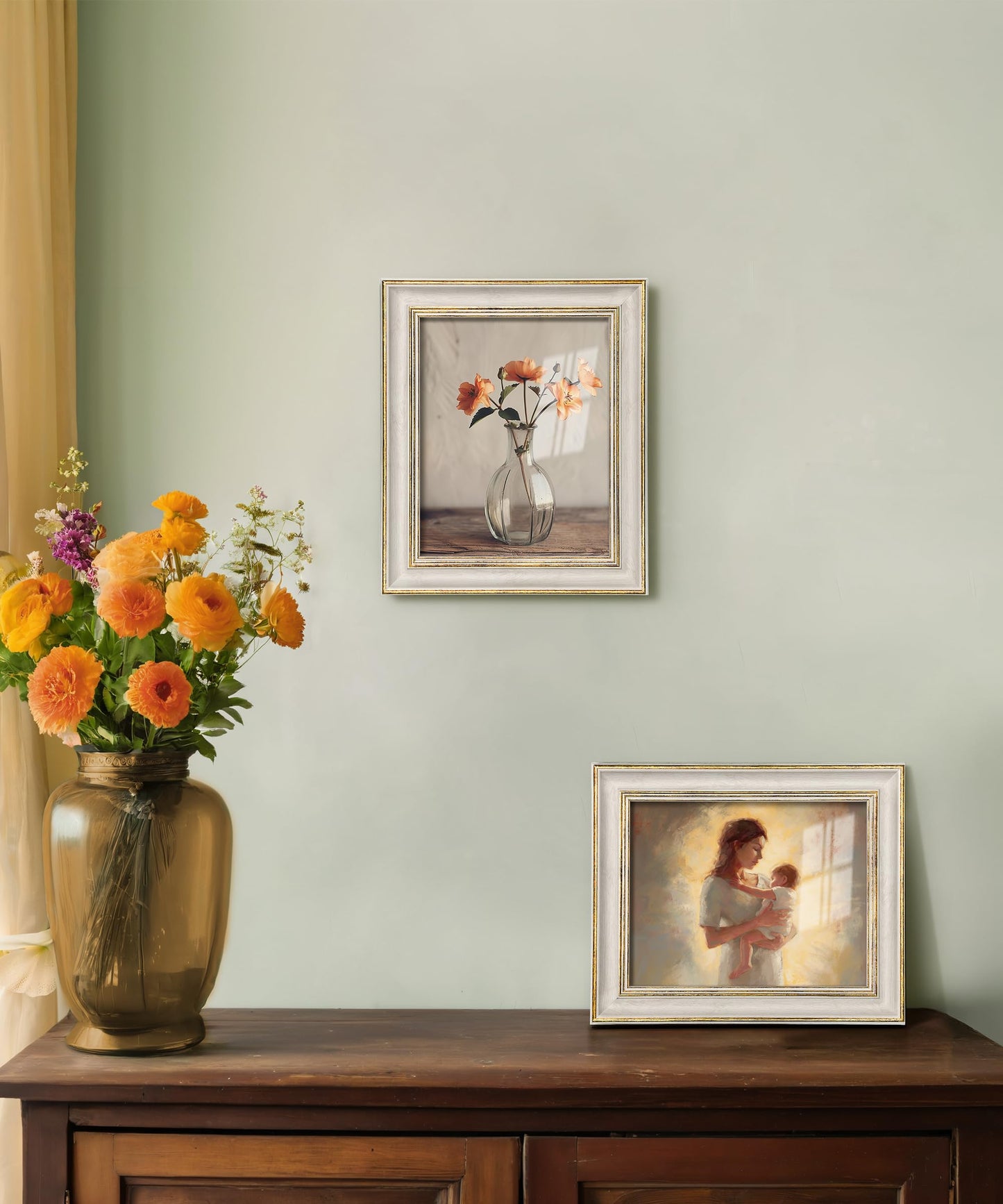 Sonefreiy 8x10 Picture Frame, White Gold Vintage Antique Retro 8 x 10 Photo Frame Desk and Wall Hanging Wedding Gift for Mom Grandma Family Friends