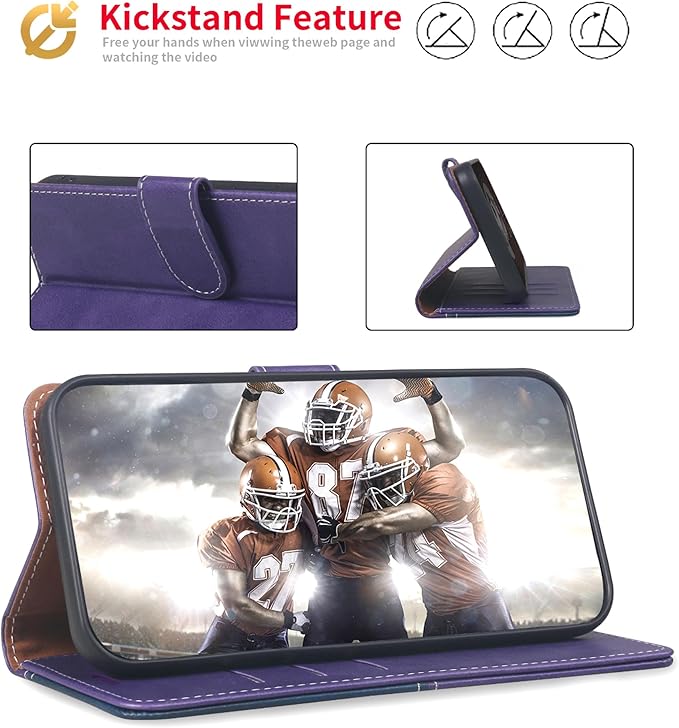 CIVICASE for iPhone 17 Pro Wallet Case,PU Leather Flip Case RFID Blocking Credit Card Holder Folio Magnetic Stand TPU Shockproof Cover Compatible with iPhone 17 Pro, Purple Blue