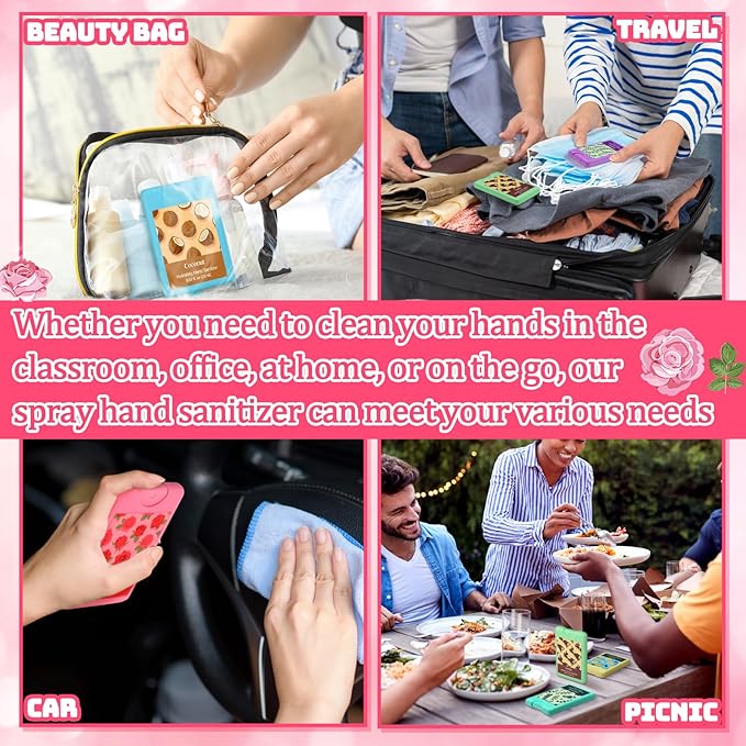 6 Pack Hand Sanitizer Spray Travel Size Scented Hydrating Hand Sanitizers Power Mist Refillable Portable Pocket for Travel Gym Spring Summer Sport Event Supplies