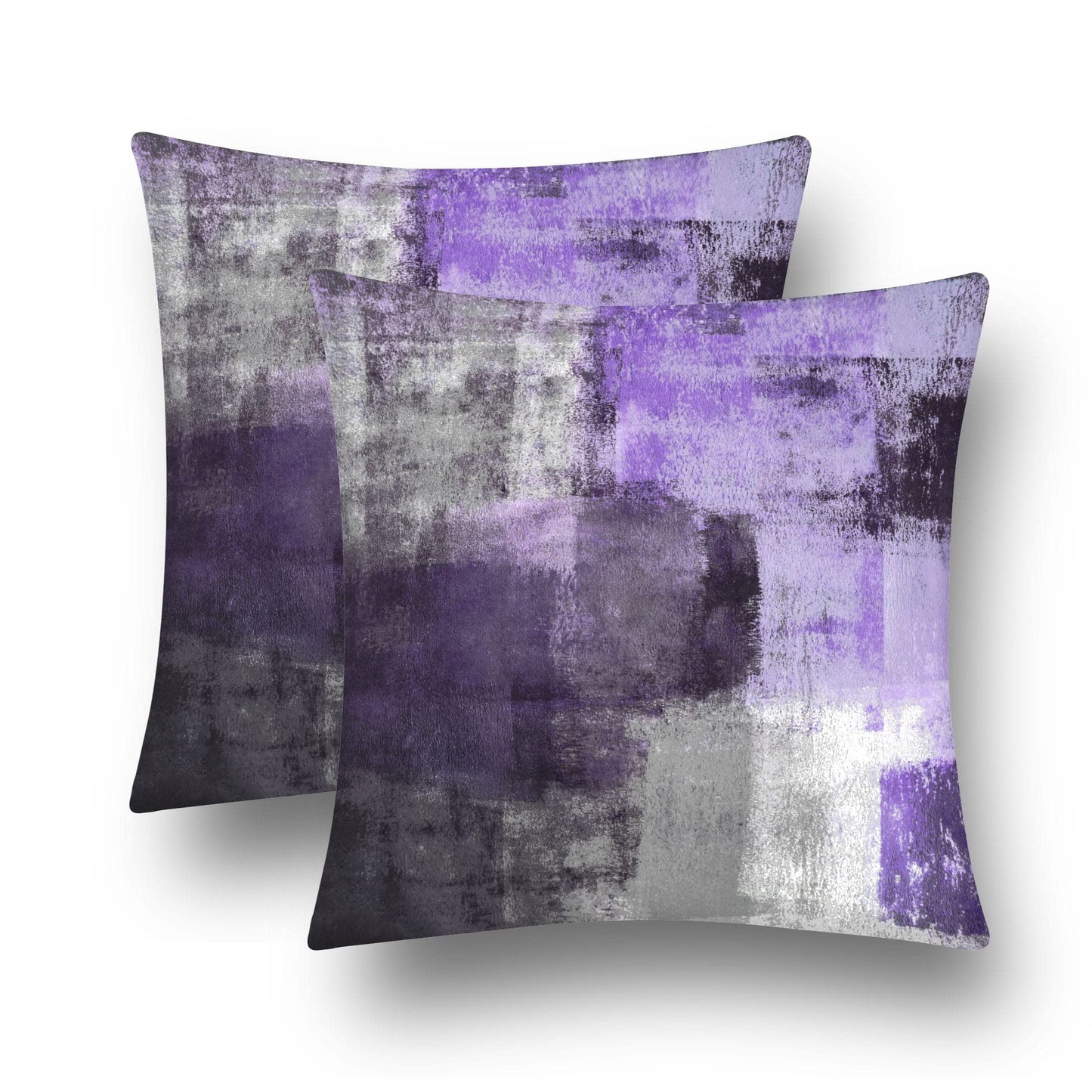 chiinvent Purple Velvet Abstract Pillow Covers Set of 2 Modern Accent Violet Gray Throw Pillow Cover Soft Elegant Decorative Couch Cushion Cover for Bed Living Room Outdoor Sofa Pillowcases 18x18 Inch