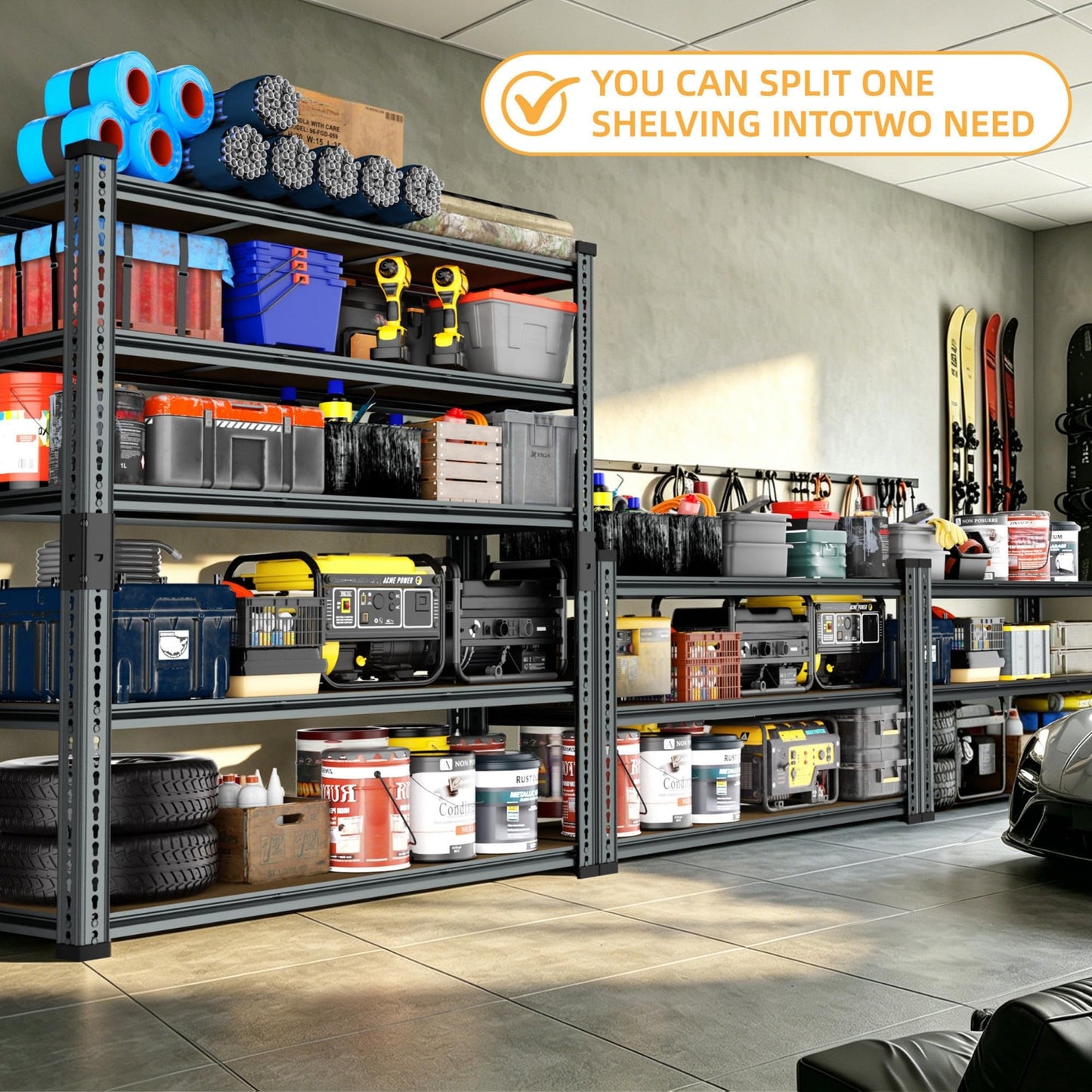 Lionhon Shelving Unit, 2850LBS Heavy Duty Metal Shelves for Storage, 5-Tier Adjustable Boltless Storage Rack for Kitchen Garage Warehouse Pantry, 36" Wx16 Dx72 H, Black