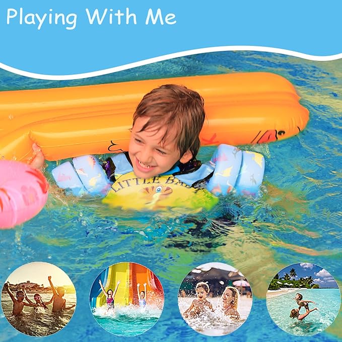 Chriffer Kids Swim Vest Life Jacket for 30-55 Pounds Boys and Girls, Toddler Floaties with Shoulder Harness Arm Wings for 2,3,4,5,6,7 Years Old Baby