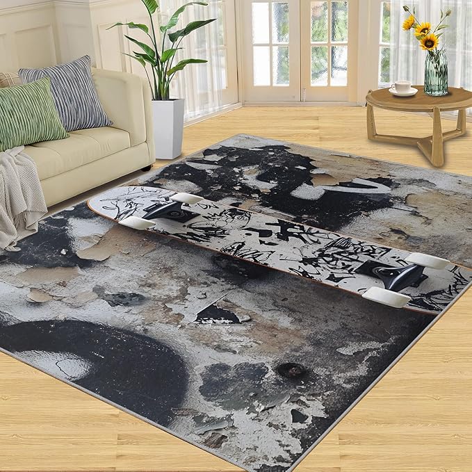 Dragons Rug for Living Room, Fantasy Animals 5x7 Area Rug Magical Creatures Rug for Bedroom Non-Slip Indoor Floor Carpet, Low Pile Resistant Carpet for Dining Room, Office, Home Decor