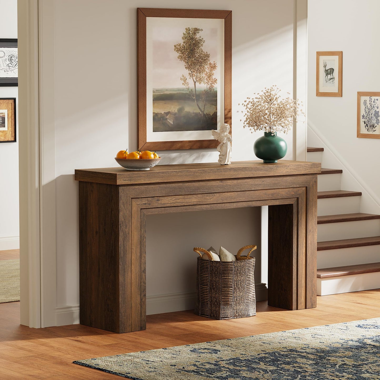 Huuger 54 Inch Entryway Table, Retangular Console Table, Farmhouse Sofa Table Behind the Couch, Long for Entrance, Hallway, Foyer, Living Room, Rustic Brown