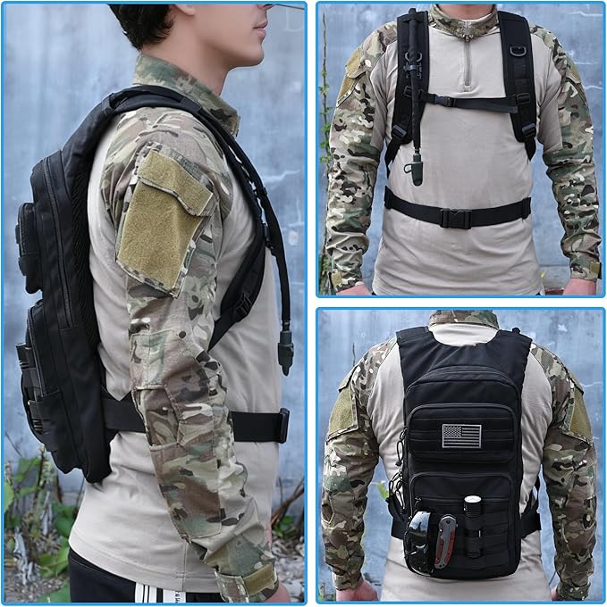 Tactical Hydration Backpack,tactifans Water Backpack with 3L Water Bladder,Tactical Molle Hydration Pack for Men Women,Hydration Pack Backpack for Hiking,Running,Hunting,Biking