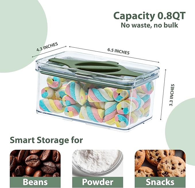 Prestoor 4-Pack Small Pantry Containers, 0.8 QT/0.76 L Clear SAN Food Storage Canisters with Twist-Lock Lids, Stackable for Sugar, Tea Bags, Seasoning, Nuts, Snacks(Sand)
