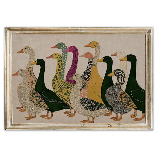 Rustic Farmhouse Wall Art Vintage Duck Wall Art Prints Funny Animal Poster Artwork Colorful Duck Poster Abstract Animal Canvas Painting Prints for Living Room Bedroom Bathroom Decor 24x16in, Unframed