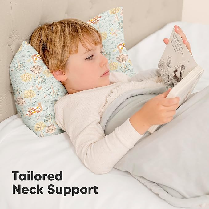 Toddler Pillow with Pillowcase - 13x18 My Little Dreamy Kids Travel Bed Pillows for Sleeping, Organic Cotton Small Pillowcase, Soft & Breathable, Machine Washable, Toddlers 2-5 years old (Wild Picnic)