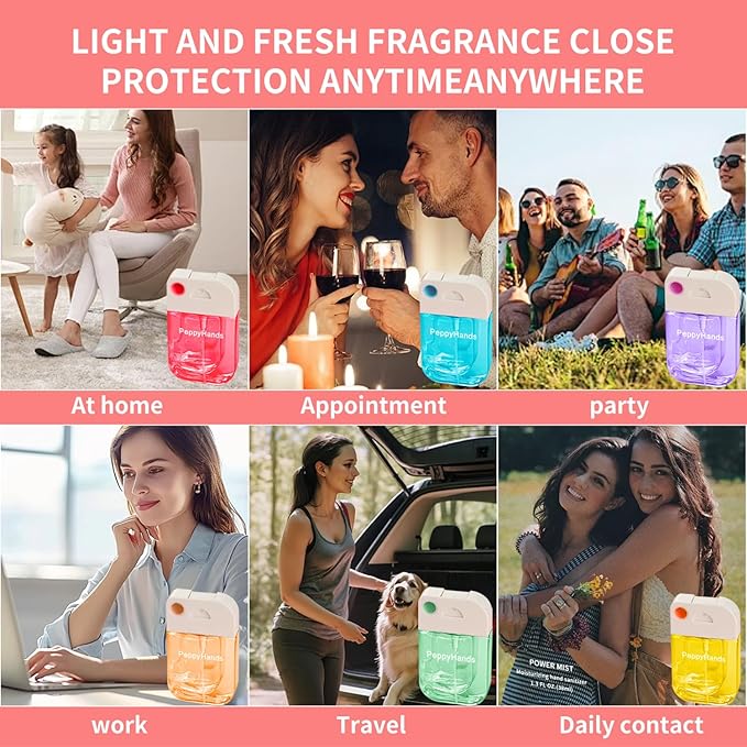 PeppyHands Hand Sanitizer, Hand Sanitizer Spray, Hydrating Spray for Hand, Portable Sanitizer spray Set ﻿for Travel Size, 500-Sprays Each Multi-Flavor (Mint.)