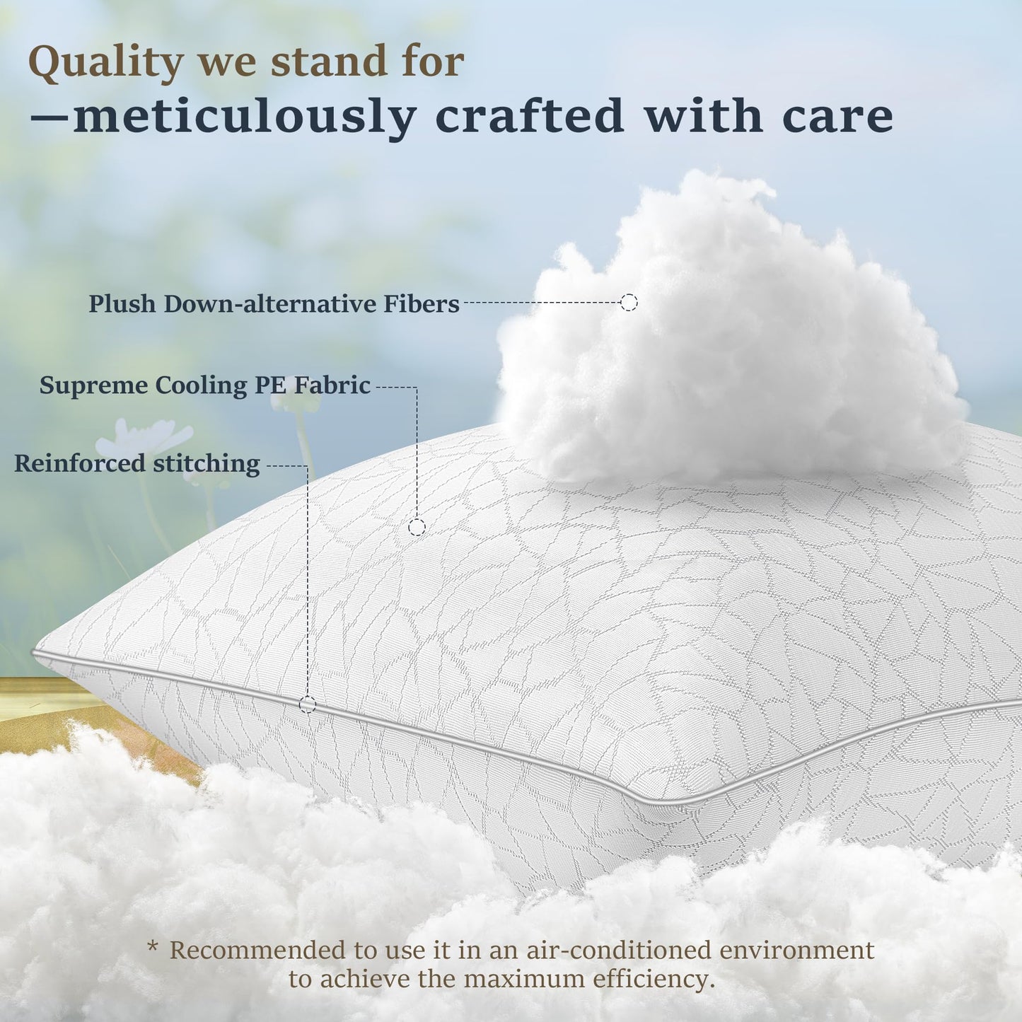COZSINOOR Bed Pillows Queen Size - Breathable Premium Down Alternative Pillows Set of 2 for Side, Back, and Stomach Sleepers Cooling Hotel Quality Fluffy Soft Microfiber Fill Skin-Friendly