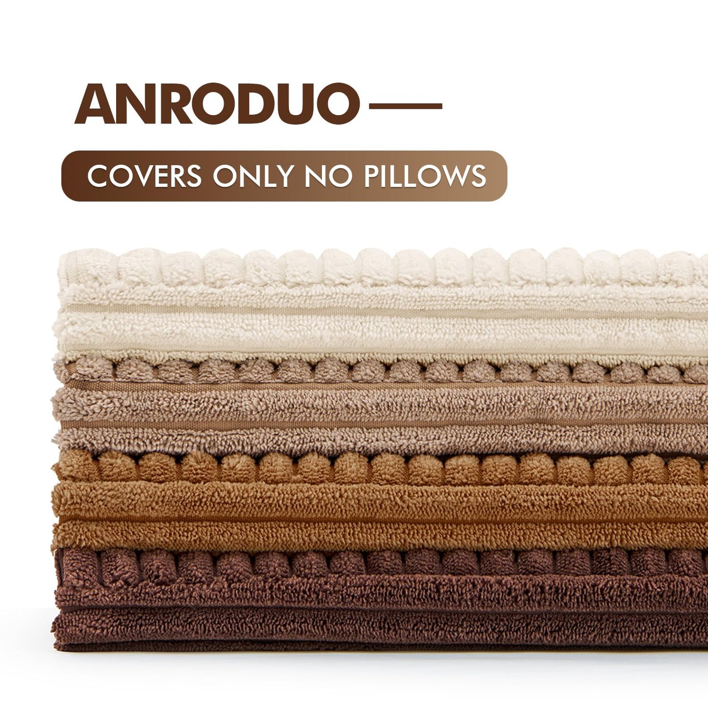 ANRODUO Pack of 4 Decorative Throw Pillows for Couch Gold Brown 18x18 Inch Boho Cozy Soft Corduroy Cushion Covers Farmhouse Accent Pillowcases for Mid Century Summer Home Decor Sofa Bed Living Room