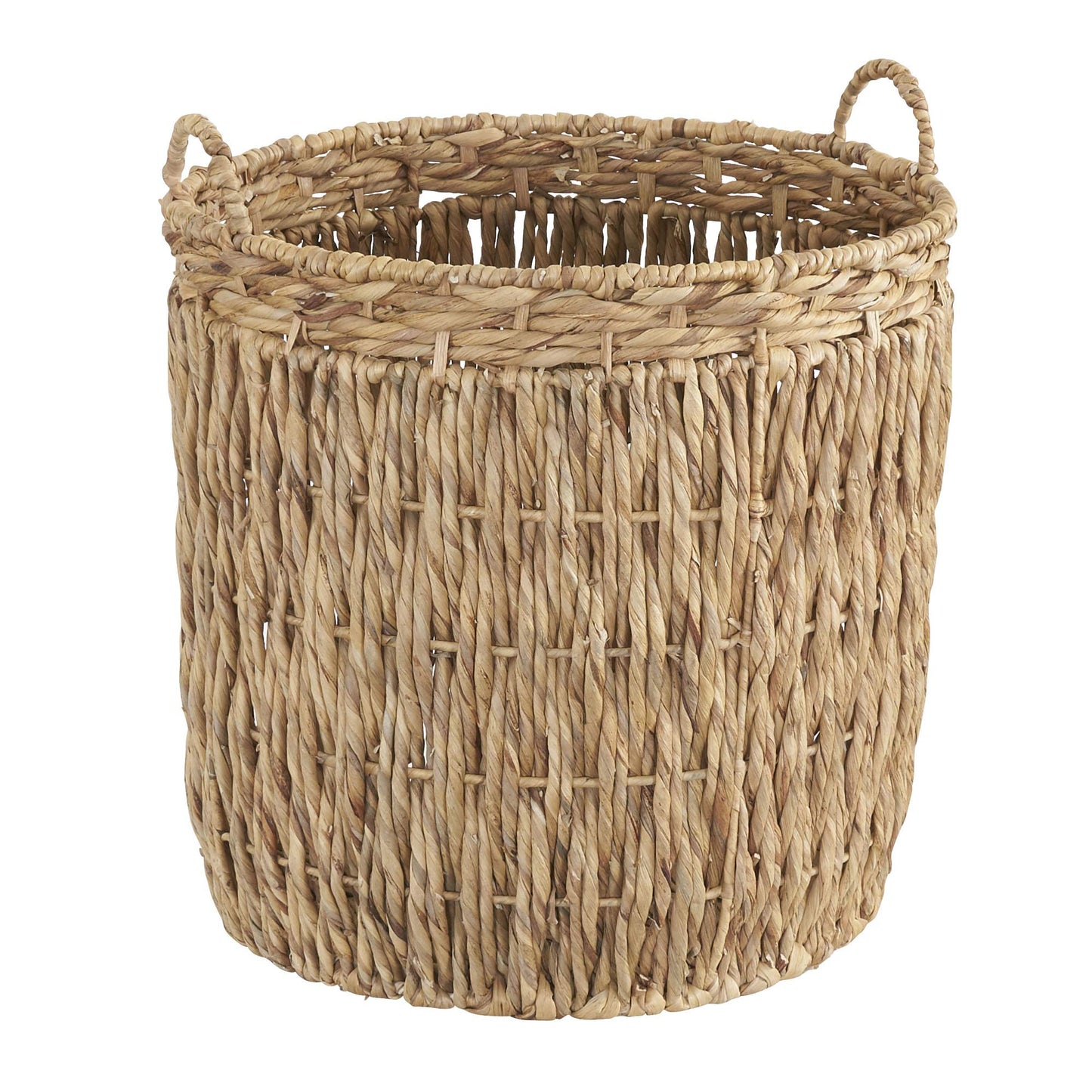 Household Essentials Tall Wicker Floor Basket, Woven Decorative Basket with Handles, Handmade, Great for Laundry and Storage, Natural