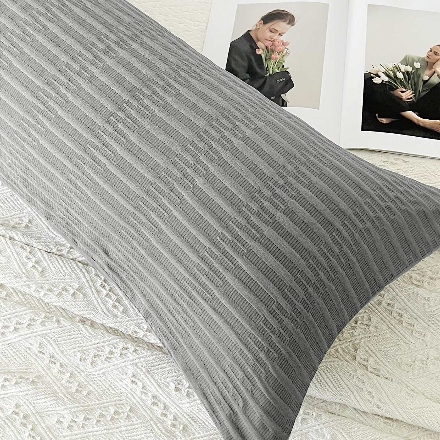 DCSKY Body Pillow Cover，Cooling Body Pillow Pillowcase for Hot Sleepers and Night Sweats, Breathable & Silky Soft Full Long Pillow Case Cover (20x54 Inches，Grey)