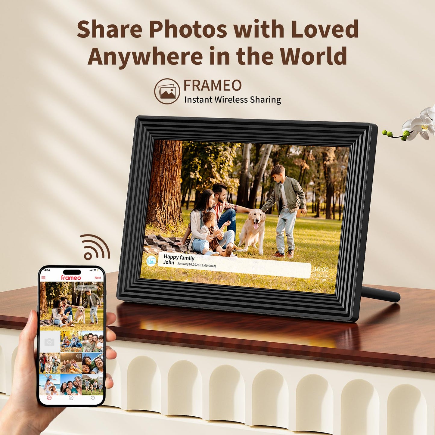 Digital Picture Frame,10.1 Inch Frameo Digital Photo Frame, 1280x800 IPS LCD Touch Screen,16GB, Supports SD Cards,Share Happy Moments Instantly via Frameo App from Anywhere,Best Gifts for Your Loves