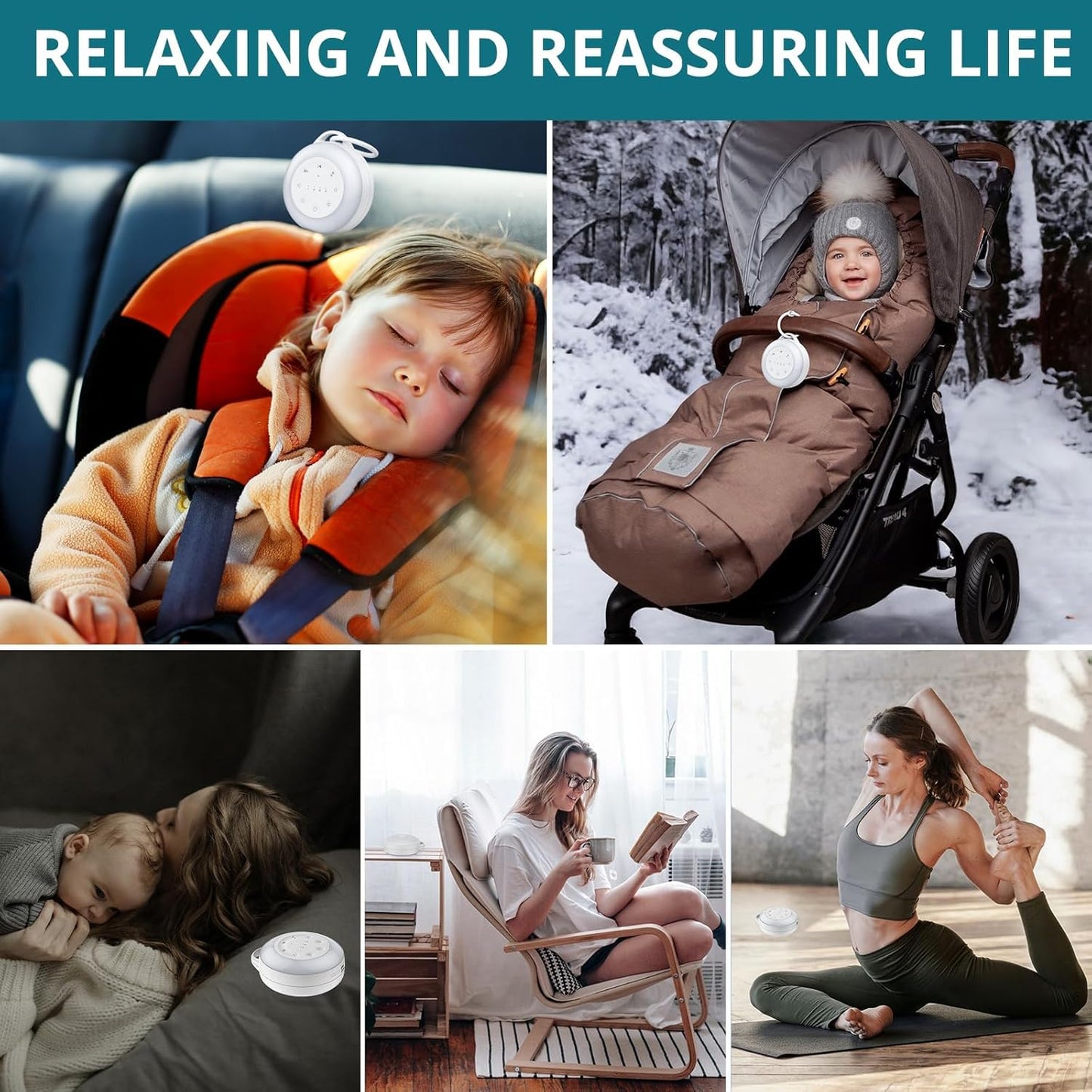 YGiTK Portable White Noise Machine for Baby & Adults, 24 Soothing Sounds Sleep Sound Machine with Night Light, Timer & Memory Function, USB Rechargeable Portable Sound Machine for Travel Home Office