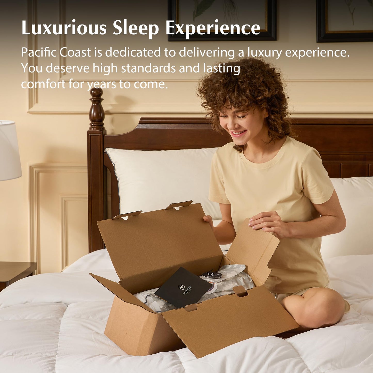 Pacific Coast Premium Goose Feather & Down Bed Pillows Queen Size 2-Pack, Hotel Quality Collection, Medium Support for Side & Back Sleepers