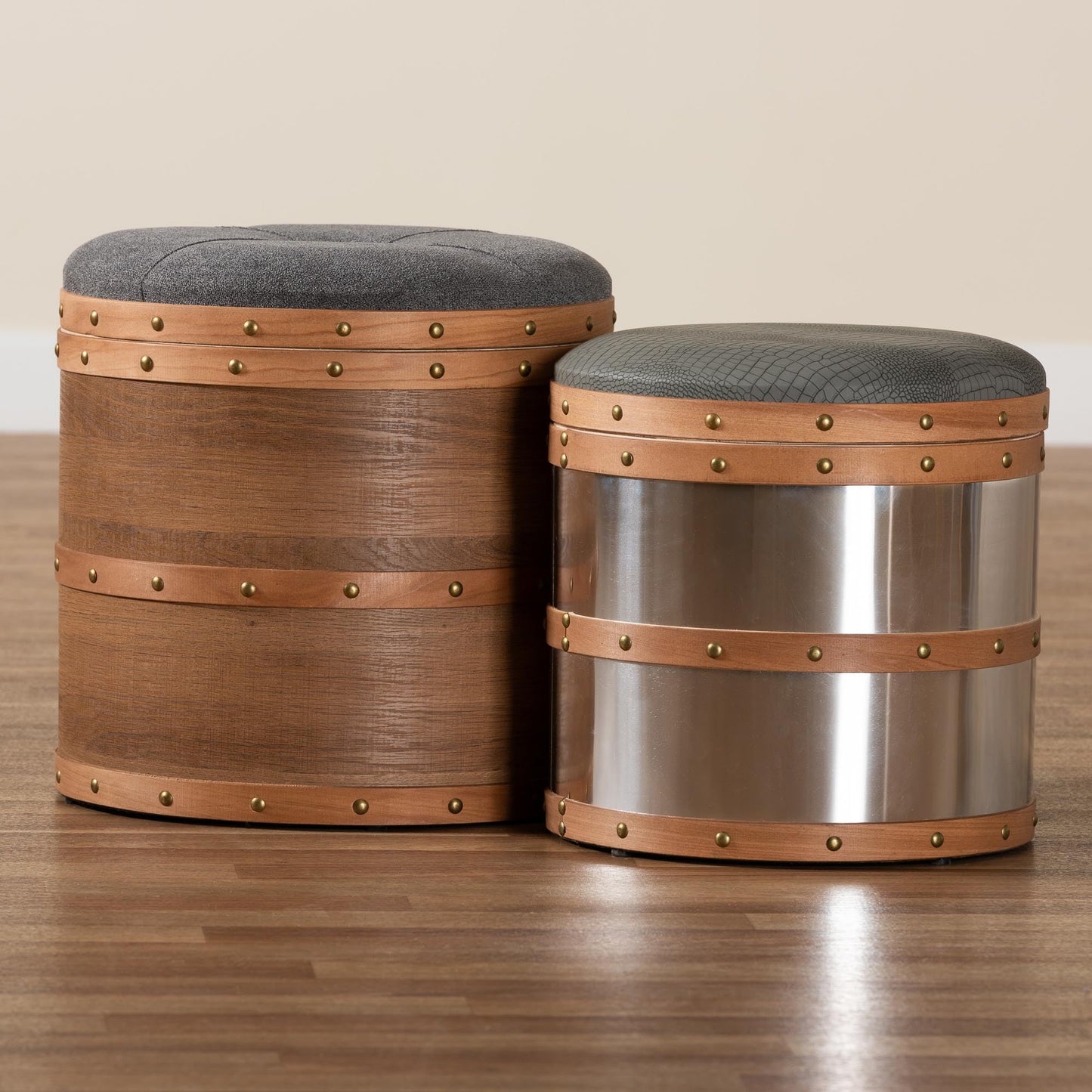 Baxton Studio Ottomans, Brown/Mirrored