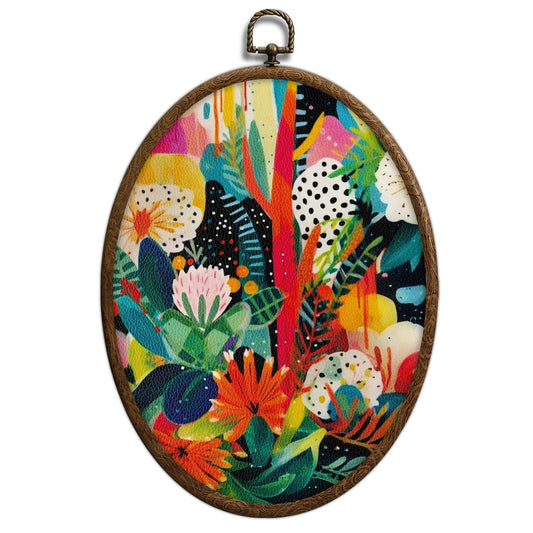 Colorful Oval Framed Wall Art, Maximalist Wall Decor, Waterproof Cottage Core Bathroom Decor, Eclectic Cottage Core Home Decor for Bedroom Living Room, Home Retro Decorartion, 25