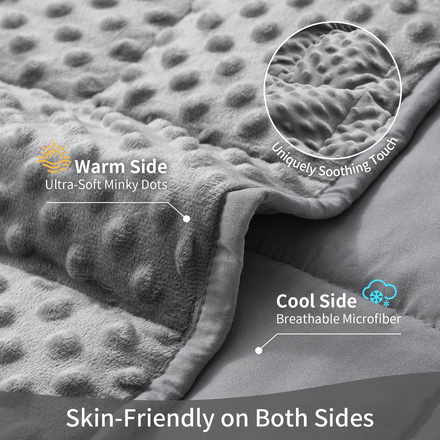 Uttermara Weighted Blanket for Adults 20lbs Queen Size, Cooling Soft Minky Heavy Blanket for Sleeping and Calming, Cozy Washable Bed Blanket for All Season, 60 x 80 Inches, Grey